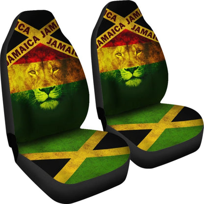 Jamaican Flag And Lion Spirit Car Seat Covers 210501 - YourCarButBetter