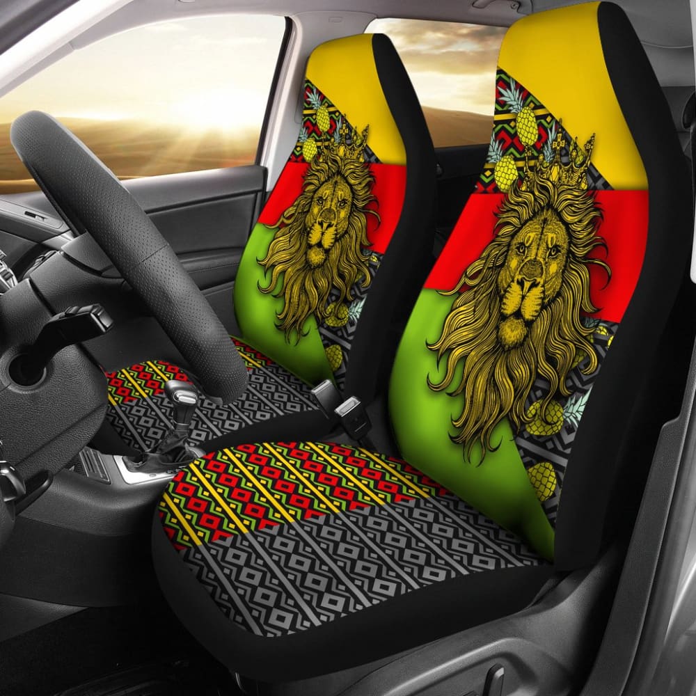 Jamaican Flag Lion Car Seat Covers Custom Accessories Gifts 210401 - YourCarButBetter