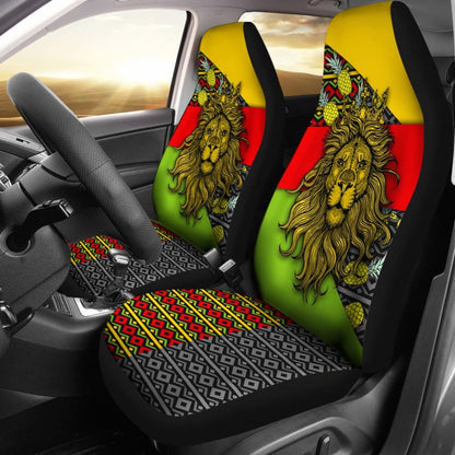 Jamaican Flag Lion Car Seat Covers Custom Accessories Gifts 210401 - YourCarButBetter