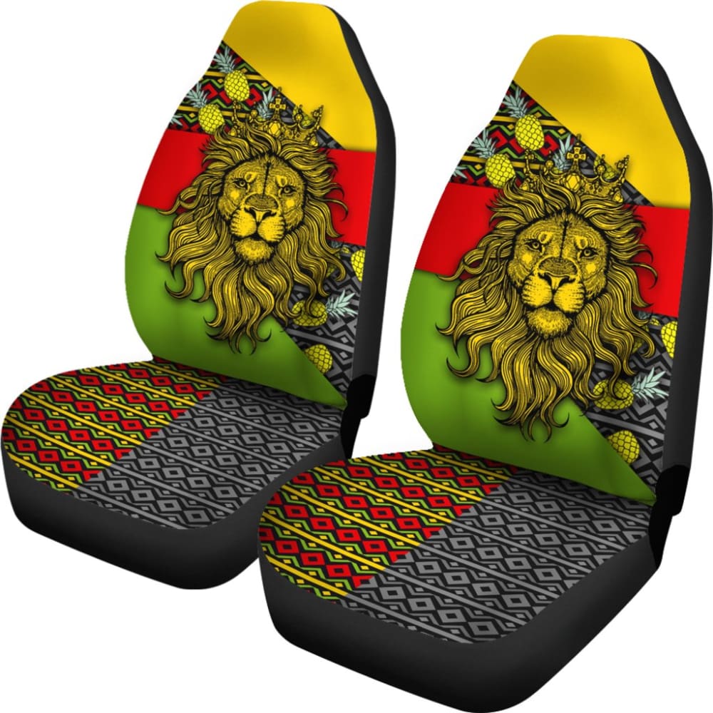 Jamaican Flag Lion Car Seat Covers Custom Accessories Gifts 210401 - YourCarButBetter