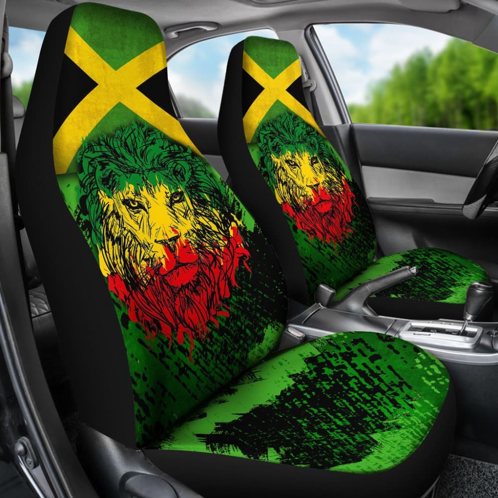Jamaican Lion Flag Car Seat Covers Protectors 211002
