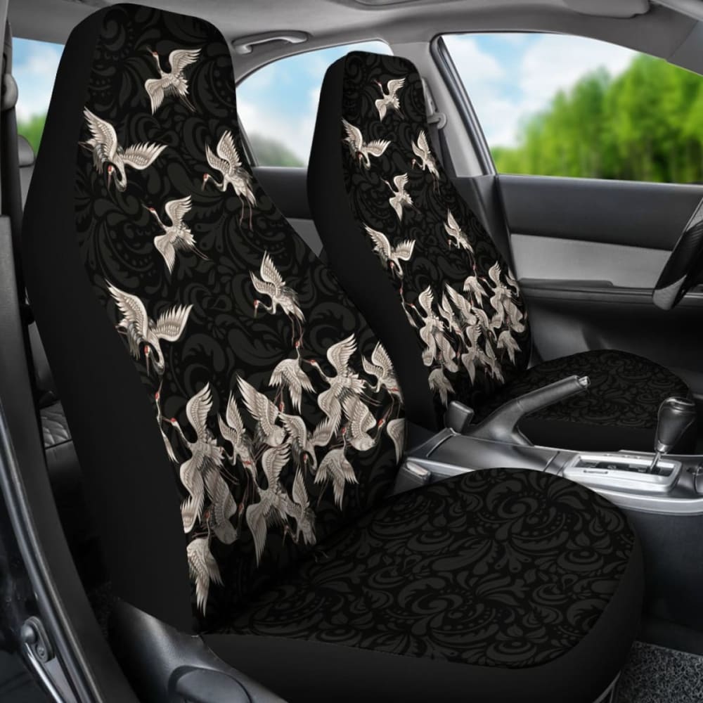 Japan Red Crowned Crane Car Seat Covers 094201 - YourCarButBetter