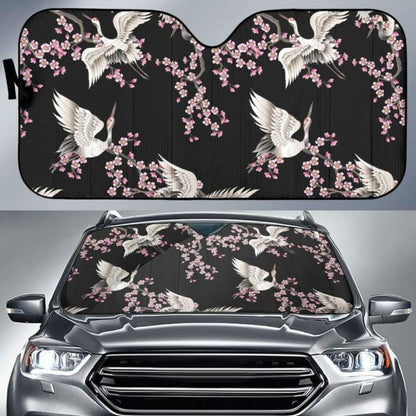 Japanese Crane Pink Sakura Pattern Car Auto Sun Shades 094201 - YourCarButBetter
