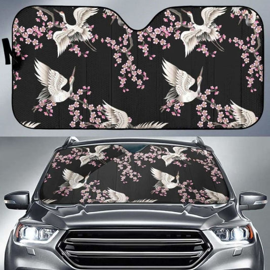 Japanese Crane Pink Sakura Pattern Car Auto Sun Shades 094201 - YourCarButBetter