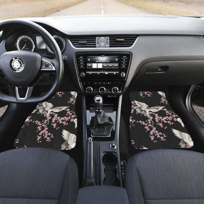 Japanese Crane Pink Sakura Pattern Front And Back Car Mats 094201 - YourCarButBetter