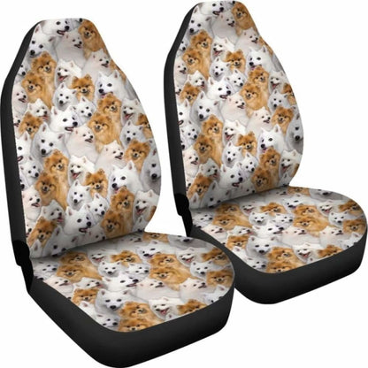 Japanese Spitz Full Face Car Seat Covers 094201 - YourCarButBetter