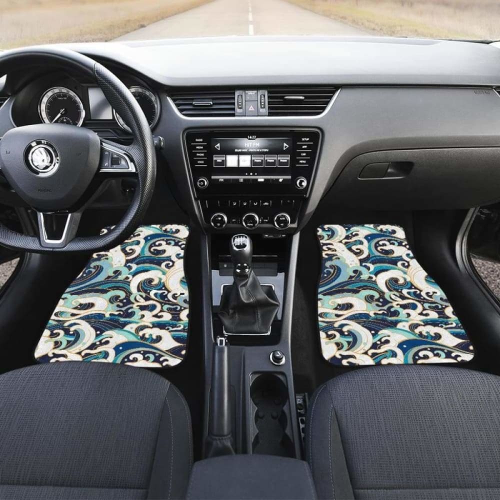 Japanese Wave Pattern Front And Back Car Mats 094201 - YourCarButBetter