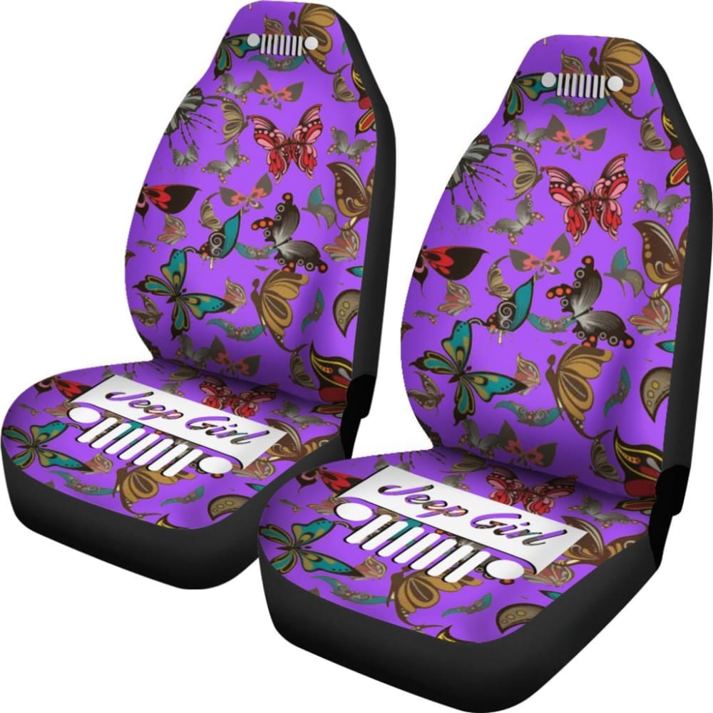 Jeep Girl Seat Cover - Butterflies Purple 101819 - YourCarButBetter