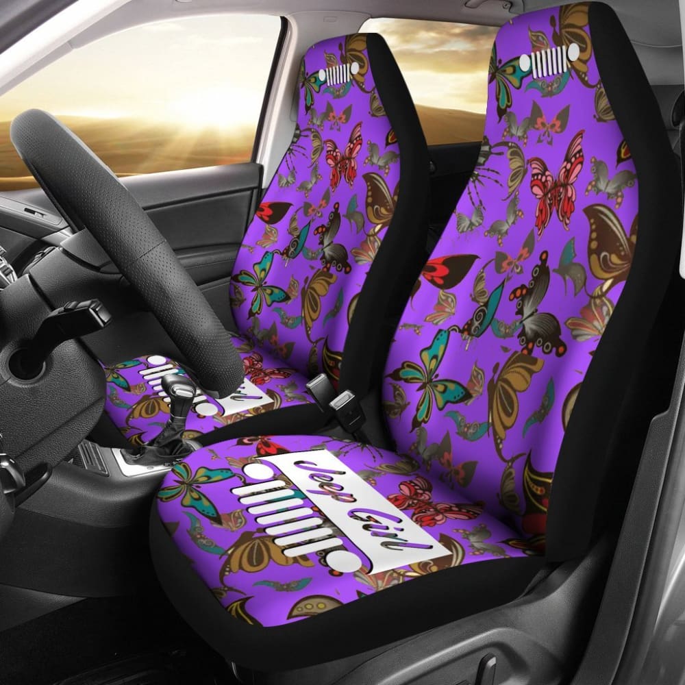 Jeep Girl Seat Cover - Butterflies Purple 101819 - YourCarButBetter