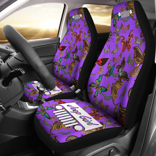 Jeep Girl Seat Cover - Butterflies Purple 101819 - YourCarButBetter