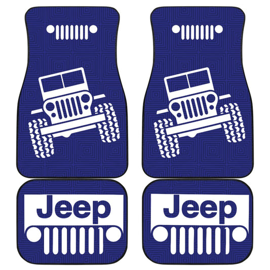Jeep Grill Navy Blue Offroad Car Floor Mats 210501 - YourCarButBetter