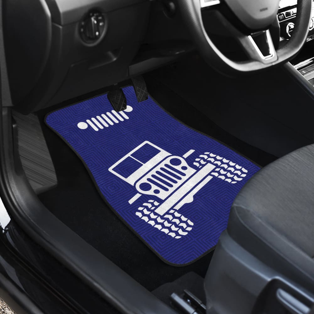 Jeep Grill Navy Blue Offroad Car Floor Mats 210501 - YourCarButBetter