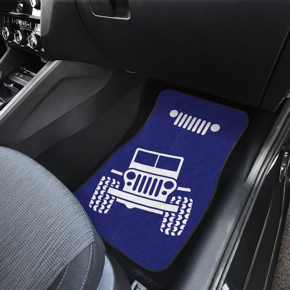 Jeep Grill Navy Blue Offroad Car Floor Mats 210501 - YourCarButBetter