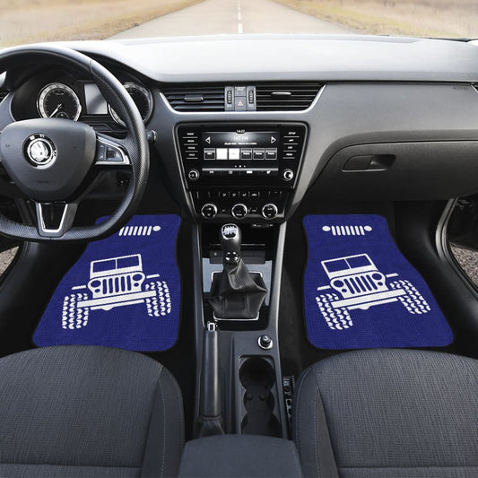 Jeep Grill Navy Blue Offroad Car Floor Mats 210501 - YourCarButBetter
