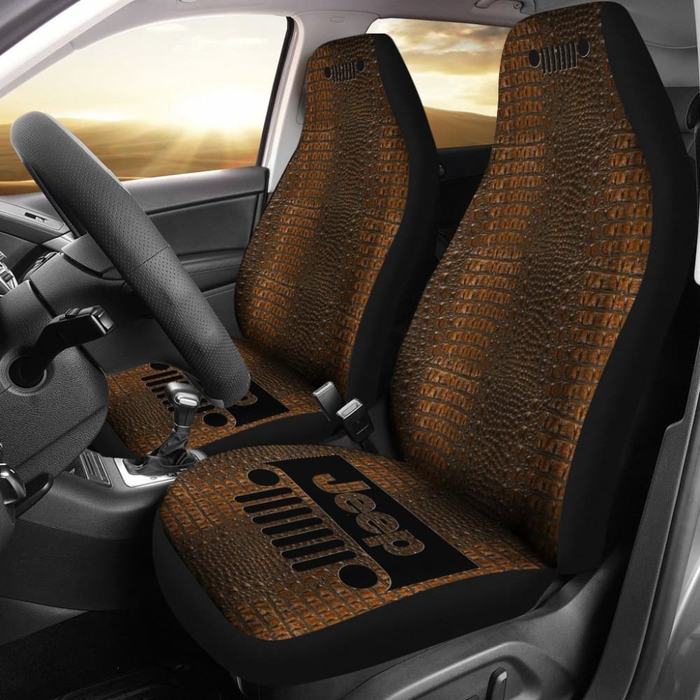 Jeep Grill Seat Cover - Alligator Dark Tan 101819 - YourCarButBetter
