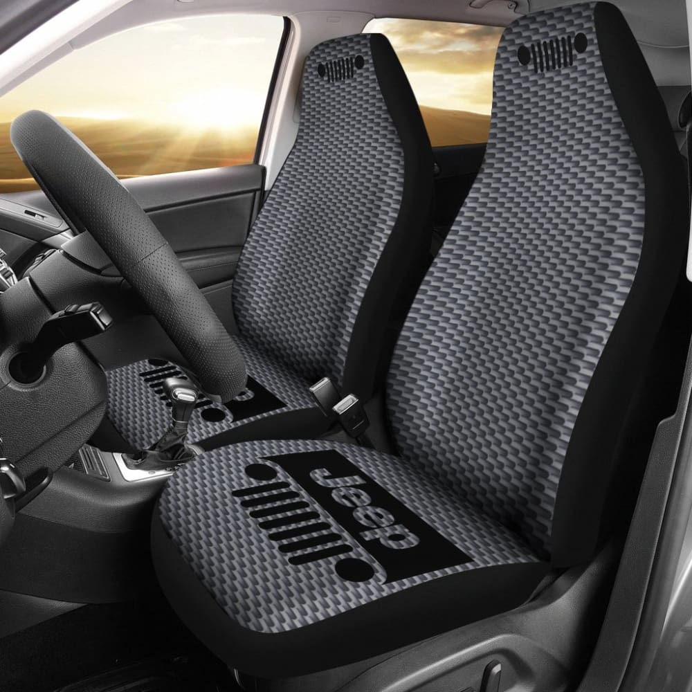 Jeep Grill - Seat Cover Carbon Fiber Silver 101819 - YourCarButBetter
