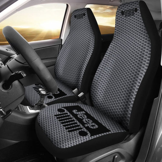 Jeep Grill - Seat Cover Carbon Fiber Silver 101819 - YourCarButBetter