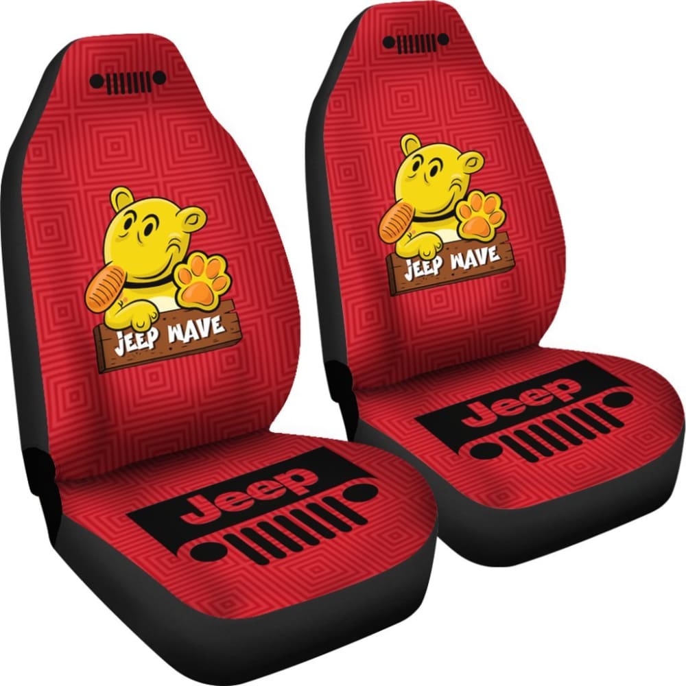 Jeep Grill Seat Covers-Eugene The Jeep-Red Black 101819 - YourCarButBetter