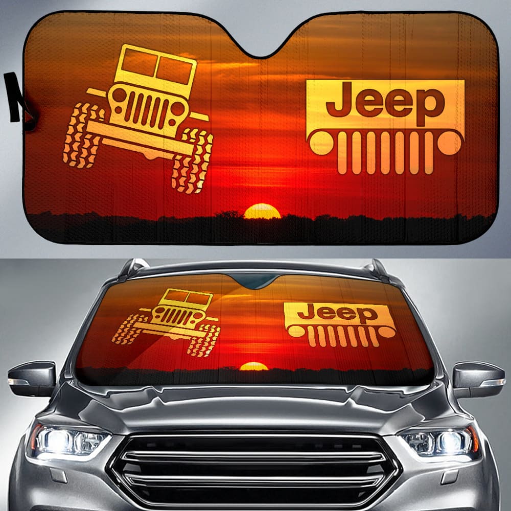 Jeep Grill Sunset Orange Car Auto Sun Shades 210501 - YourCarButBetter