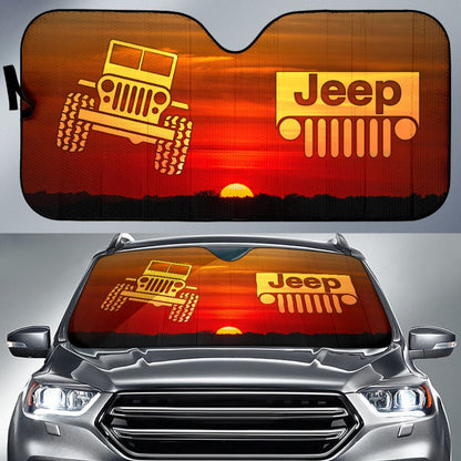 Jeep Grill Sunset Orange Car Auto Sun Shades 210501 - YourCarButBetter