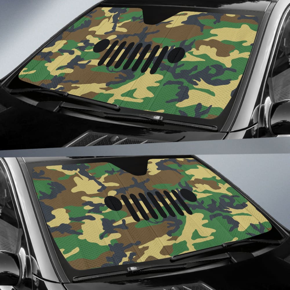 Jeep Grill Woodland Camo Car Auto Sun Shades 211101 - YourCarButBetter