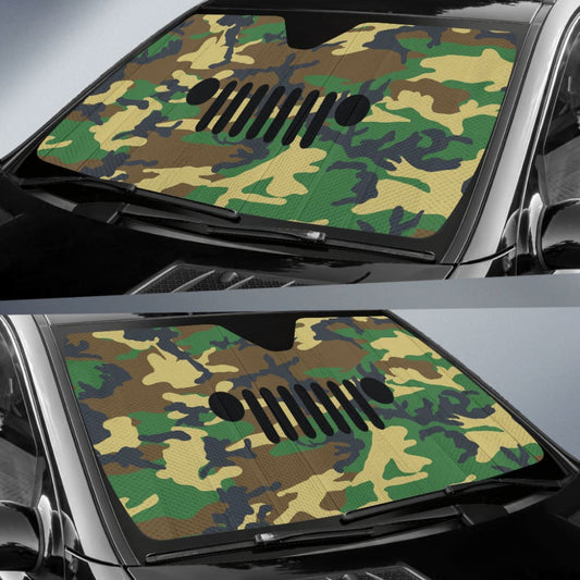 Jeep Grill Woodland Camo Car Auto Sun Shades 211101 - YourCarButBetter