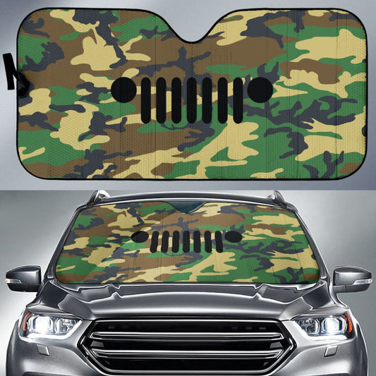 Jeep Grill Woodland Camo Car Auto Sun Shades 211101 - YourCarButBetter