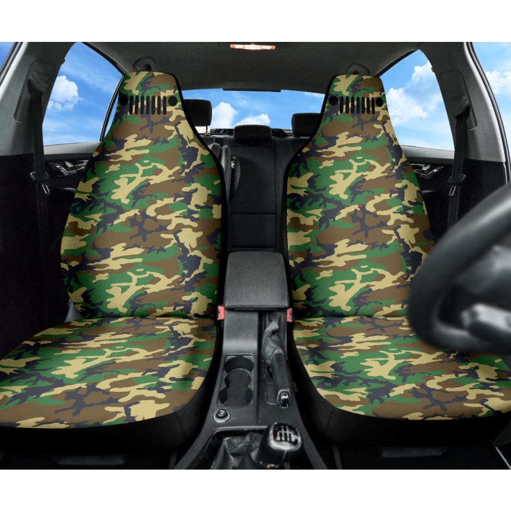 Jeep Grill Woodland Camo Car Seat Covers 211101 - YourCarButBetter