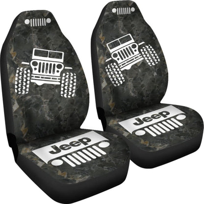 Jeep Offroad - Car Seat Cover Black White Marble 101819 - YourCarButBetter