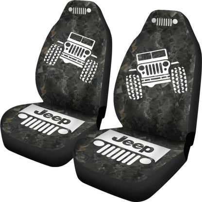 Jeep Offroad - Car Seat Cover Black White Marble 101819 - YourCarButBetter