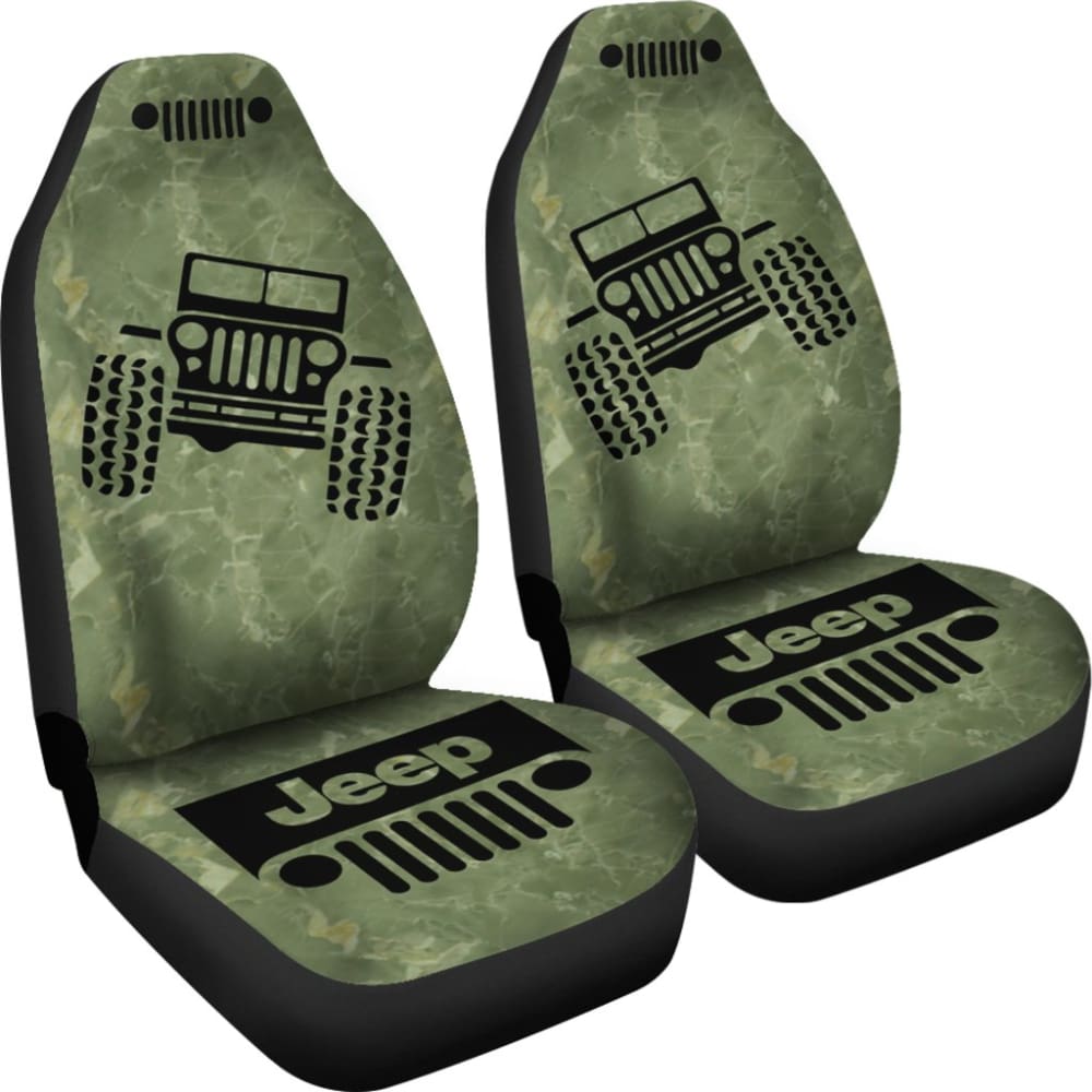 Jeep Offroad - Car Seat Cover Olivedrab Black Marble 101819 - YourCarButBetter