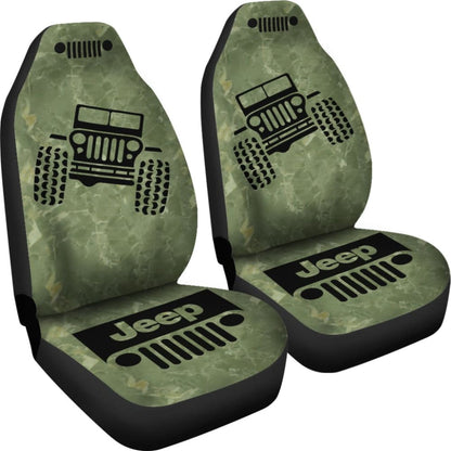 Jeep Offroad - Car Seat Cover Olivedrab Black Marble 101819 - YourCarButBetter