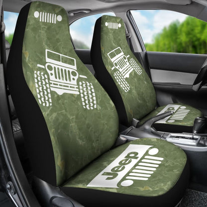 Jeep Offroad - Car Seat Cover Olivedrab White Marble 101819 - YourCarButBetter