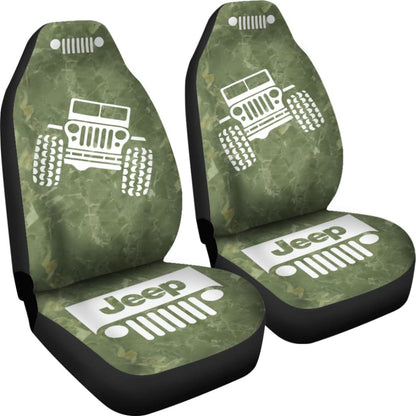 Jeep Offroad - Car Seat Cover Olivedrab White Marble 101819 - YourCarButBetter
