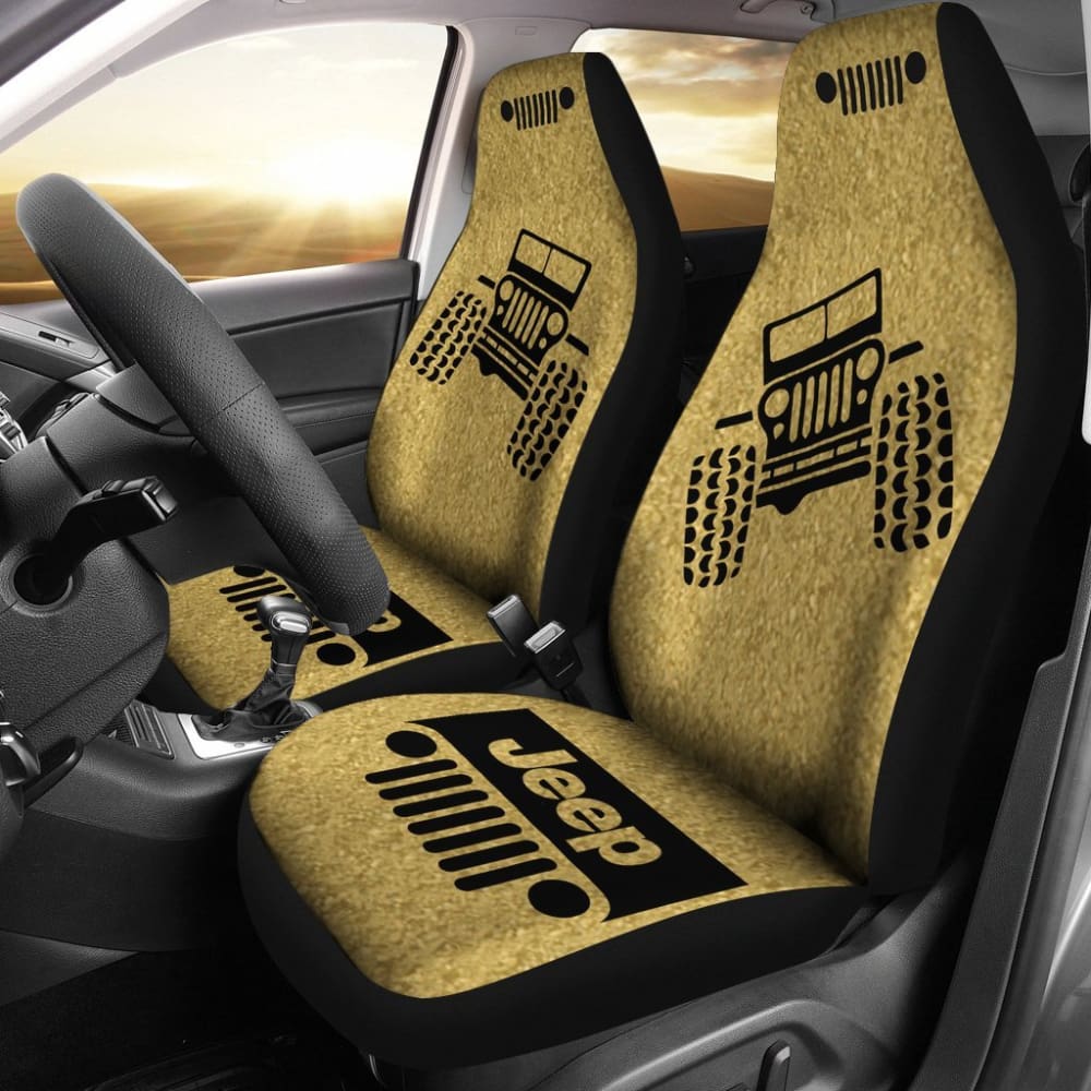 Jeep Offroad - Car Seat Cover Tan Black Dirt Pattern 101819 - YourCarButBetter