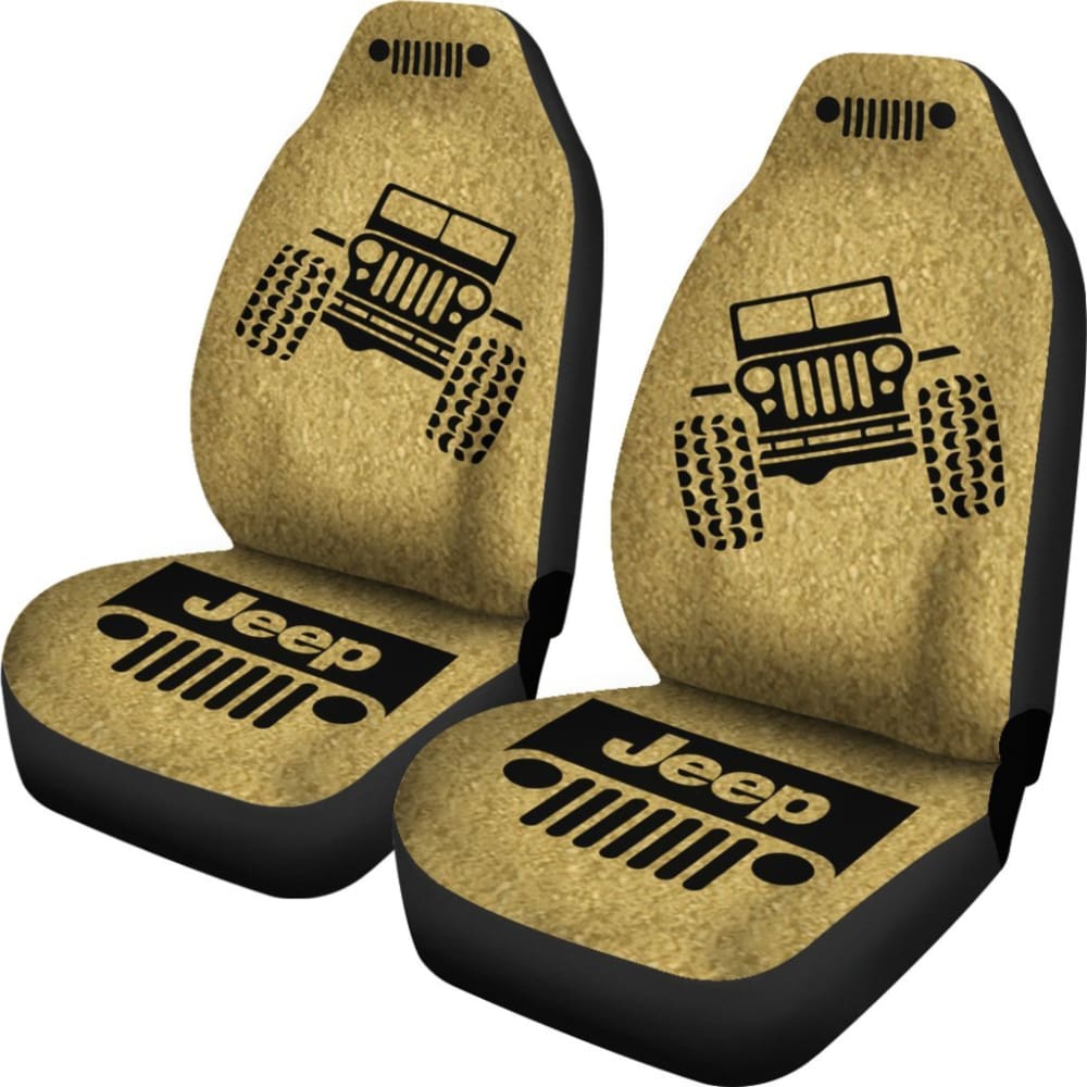 Jeep Offroad - Car Seat Cover Tan Black Dirt Pattern 101819 - YourCarButBetter