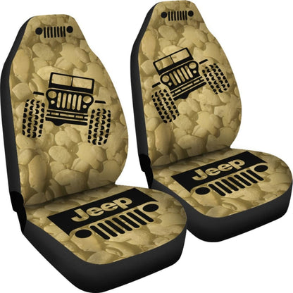 Jeep Offroad - Car Seat Cover Tan Black Stones 101819 - YourCarButBetter
