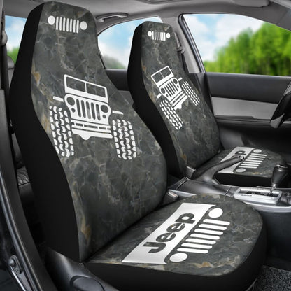 Jeep Offroad - Car Seat Cover Tungsten White Marble 101819 - YourCarButBetter