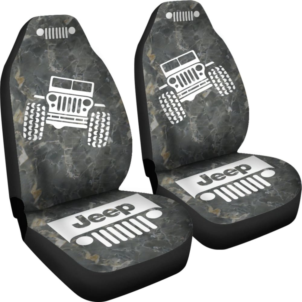 Jeep Offroad - Car Seat Cover Tungsten White Marble 101819 - YourCarButBetter