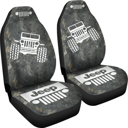 Jeep Offroad - Car Seat Cover Tungsten White Marble 101819 - YourCarButBetter