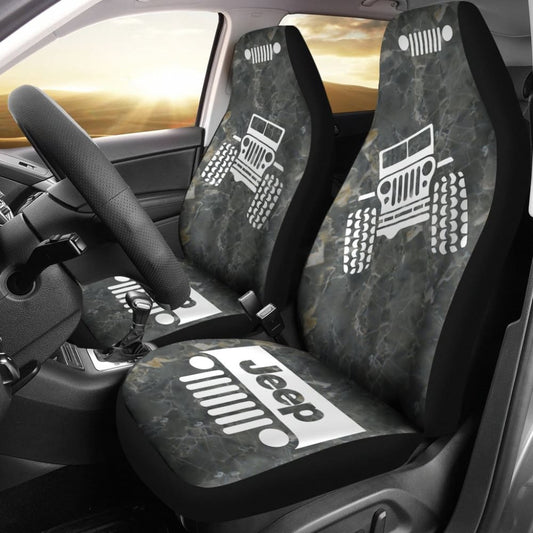 Jeep Offroad - Car Seat Cover Tungsten White Marble 101819 - YourCarButBetter