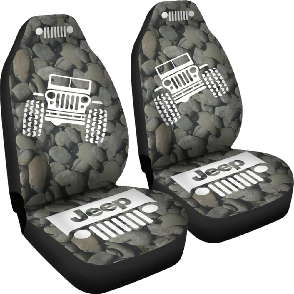 Jeep Offroad - Car Seat Cover Tungsten White Stones 101819 - YourCarButBetter