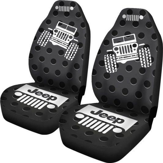 Jeep Offroad - Seat Cover Gray White Metal Holes 101819 - YourCarButBetter