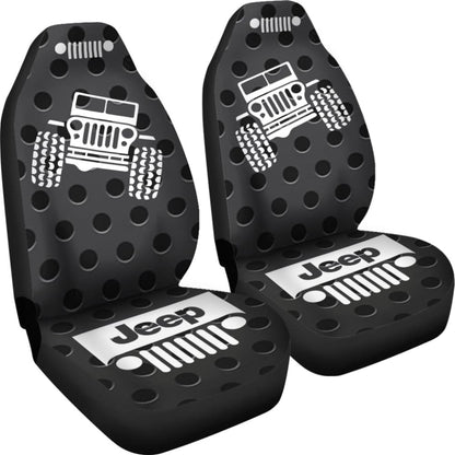 Jeep Offroad - Seat Cover Gray White Metal Holes 101819 - YourCarButBetter
