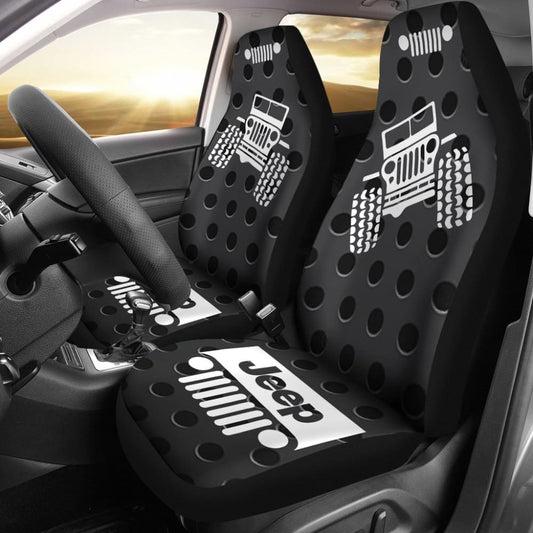 Jeep Offroad - Seat Cover Gray White Metal Holes 101819 - YourCarButBetter