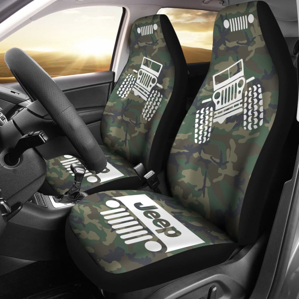 Jeep Offroad - Seat Cover White Camouflage Woodland 101819 - YourCarButBetter