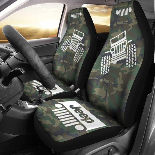Jeep Offroad - Seat Cover White Camouflage Woodland 101819 - YourCarButBetter