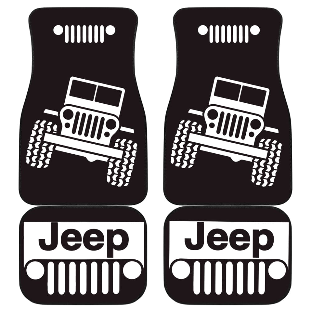Jeep Offroad Wobble White Black Car Floor Mats Custom 1 211001 - YourCarButBetter