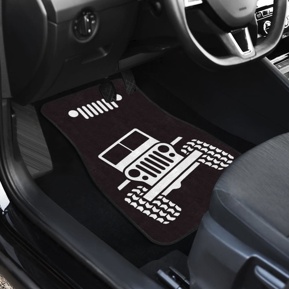 Jeep Offroad Wobble White Black Car Floor Mats Custom 2 211001 - YourCarButBetter