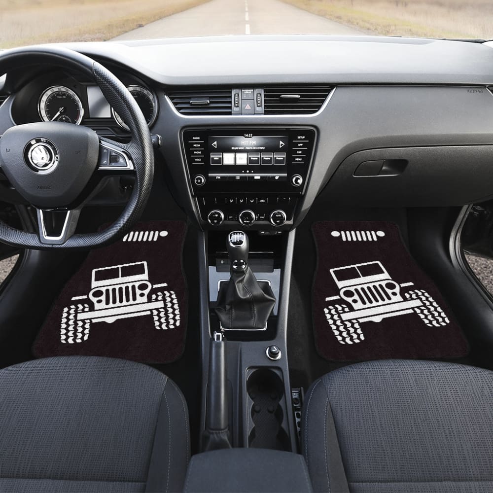 Jeep Offroad Wobble White Black Car Floor Mats Custom 2 211001 - YourCarButBetter
